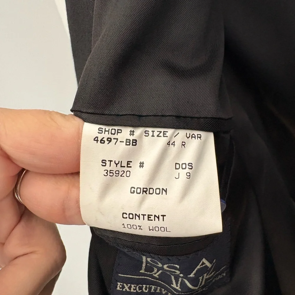 Jos. A Bank black wool coat executive collection with gold buttons size 44 R